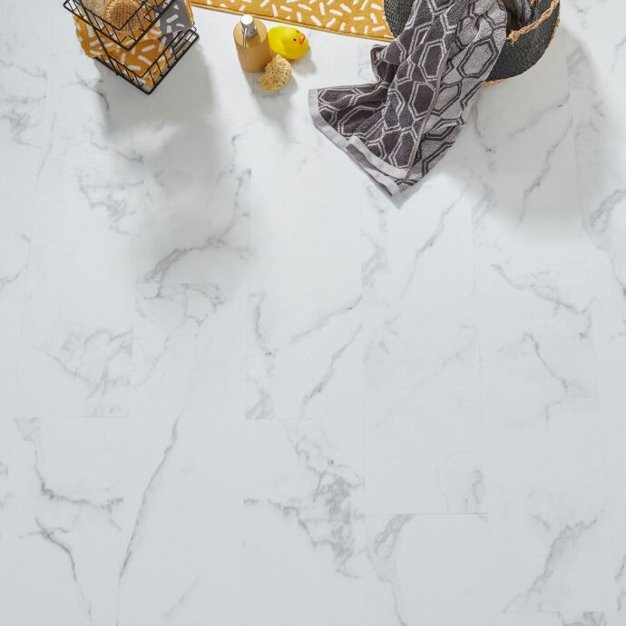 ZZ203-Tumbled-Carrara--690x690 Tumbled Carrara Marble - ZEEZOO SPC Flooring - Image 1